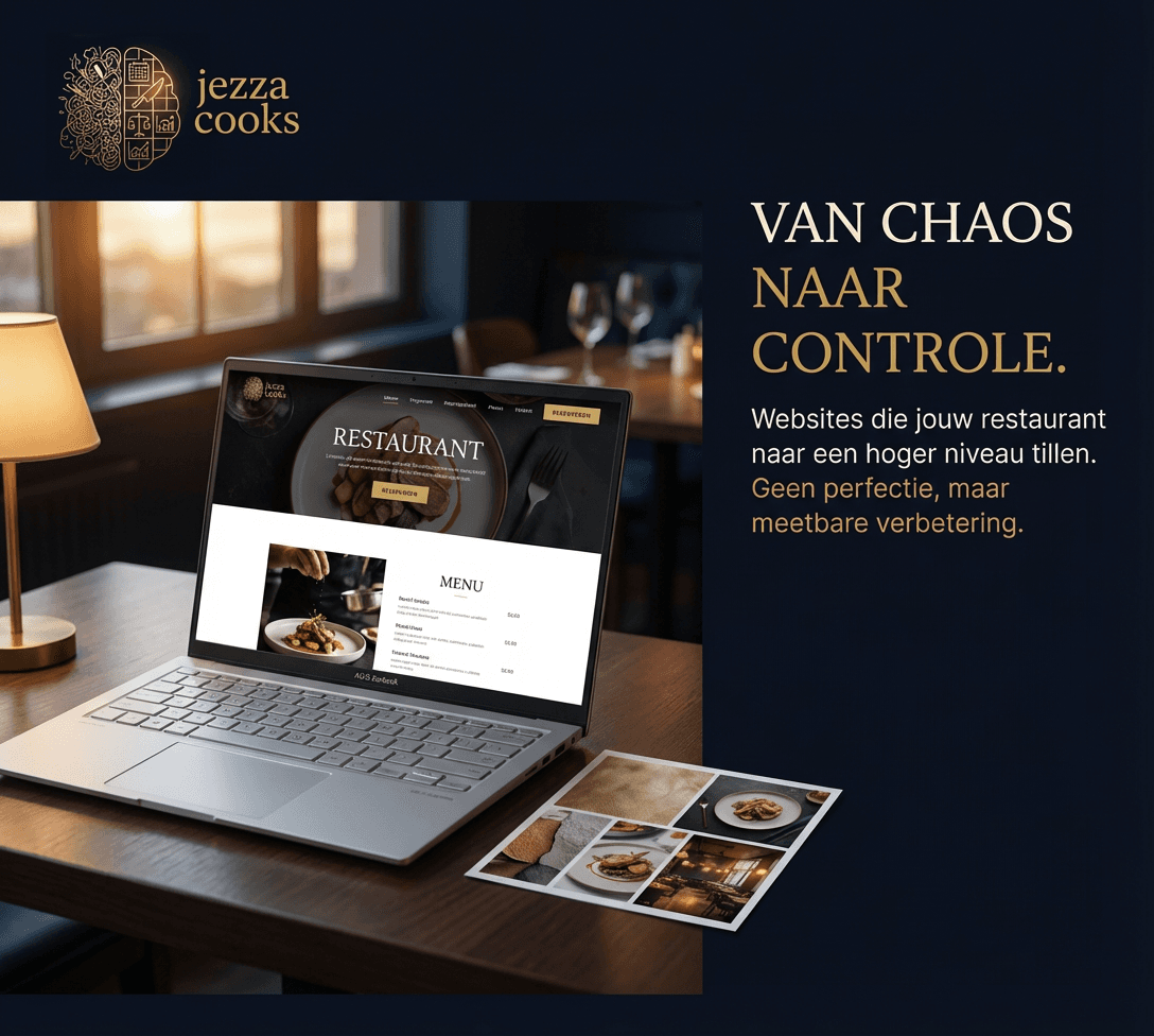 A person using a laptop showing a restaurant website